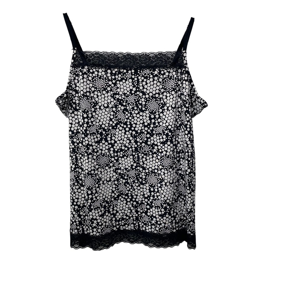 Fashion Bug Vintage Y2K Polka Dot Lace Trim Cami Top Black White XL Mobwife Club